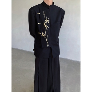 现货！25品质TR刺绣礼服新中式金竹立领西服男女同款xz97-p128图片