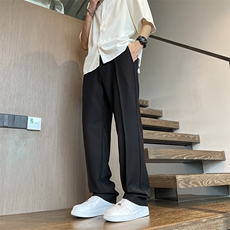 2025春季新款垂感休闲裤男宽松直筒小西裤九分裤纯色百搭K225P48，男装休闲裤，电商B278