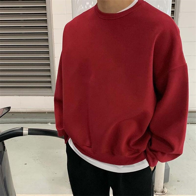 美式慵懒chic港风圆领无帽套头卫衣W3109-p35控49棉45%聚酯纤维55，男装卫衣，星座218-5