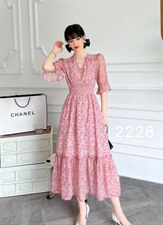 【现货】2022夏季新款韩版碎花雪纺连衣裙，女装连衣裙，珍·洛曼