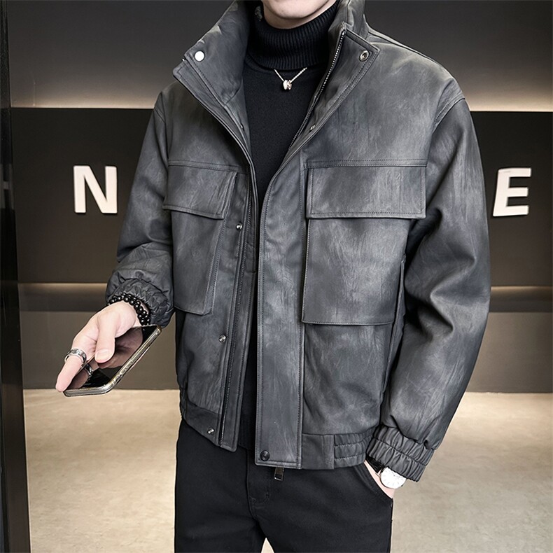 标50数据款2025新款皮羽绒服男士厚款外套B240-YR25189-P225,男装羽绒服,电商B240