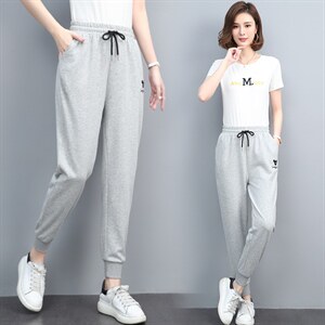 时尚刺绣图案休闲裤 宽松显瘦百搭女裤2117,女装休闲裤,依恋蒂丝