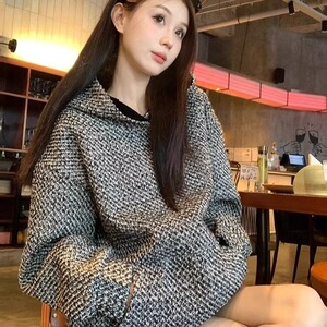 小香风卫衣男女潮流百搭慵懒流行简约情侣外套WLA288-P45 加绒56图片