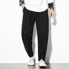 2021小脚哈伦裤男士中式复古宽松棉麻阔腿灯笼裤秋QT6005，男装休闲裤，星座1112-5（原712-5）