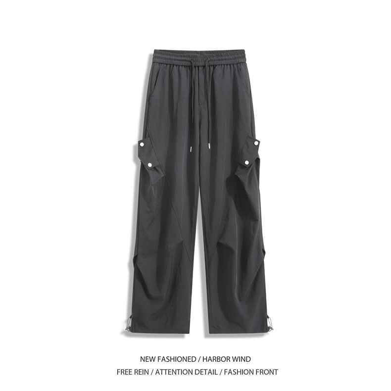 抖音品质夏季新款潮流褶皱宽松休闲冰丝裤B315-K25735-特p30控58,男装休闲裤,电商B315
