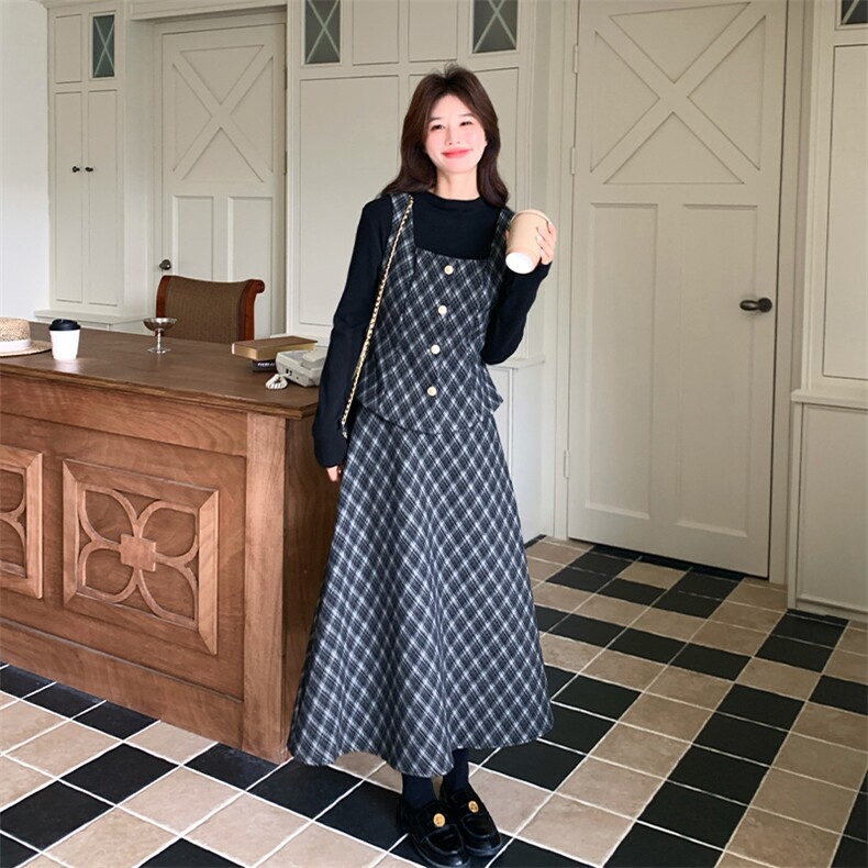 新款已出货复古格纹三件套2C007-2600-P225-K368(送腰带）,女装套装/套裙,2C007