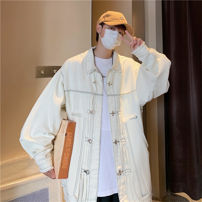 牛仔外套男韩版潮流高街帅气做旧2023秋冬季新款ins夹克W3727-P65，男装大码男装，星座412-2