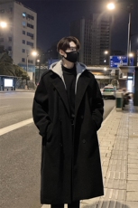 517A-8-Y27-P128现货高品质假两件韩系中长款毛呢大衣帽子可拆，男装毛呢大衣，星座517A-8（原B282）