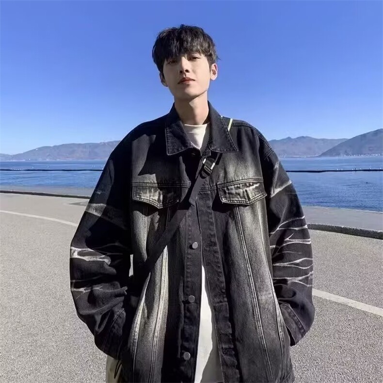 慵懒文艺气质流行百搭ins时尚原宿简约潮流新款高质量牛仔夹克,男装夹克,星座506A