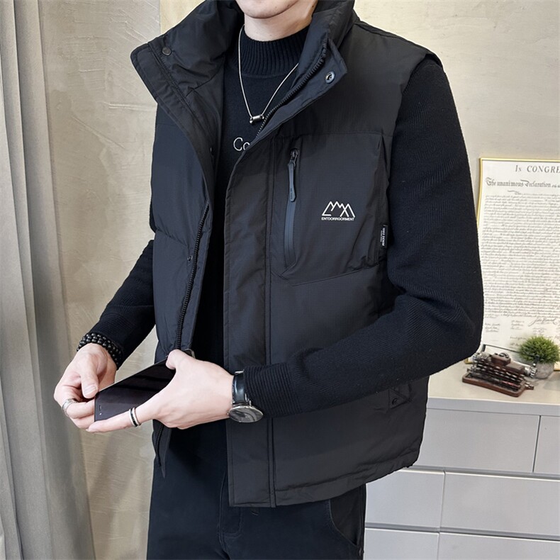 短款立领羽绒马甲男休闲日系面包服保暖外套马甲背心M9823-P100图片