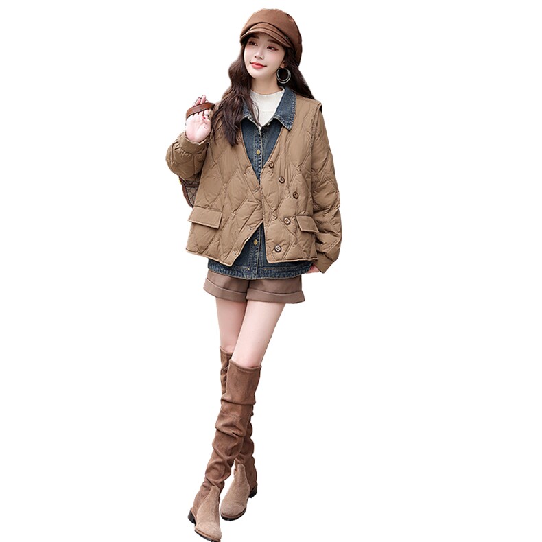 时尚潮流白鸭绒羽绒服马甲两件套2023年冬季新款,女装羽绒服,橙子家