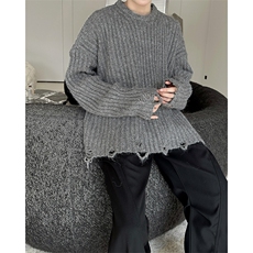 冬季破洞短款套头厚毛衣男潮牌宽松针织衫MY09553-P52，男装针织衫/毛衣，星座308B-2