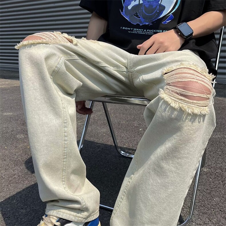 宽松型ins长裤工装裤青春流行男日系休闲裤中腰潮流时尚潮牌,男装牛仔裤,星座716-2