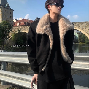 ZY0915-P88美式复古解构裁片设计加绒外套男女宽松休闲座山雕夹克图片