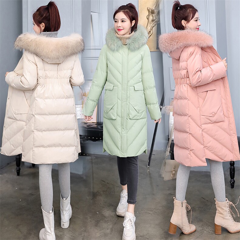 冬季羽绒棉服女中长款2025新款棉衣收腰修身显瘦时尚加厚学生棉袄，女装棉衣/棉服，关键词