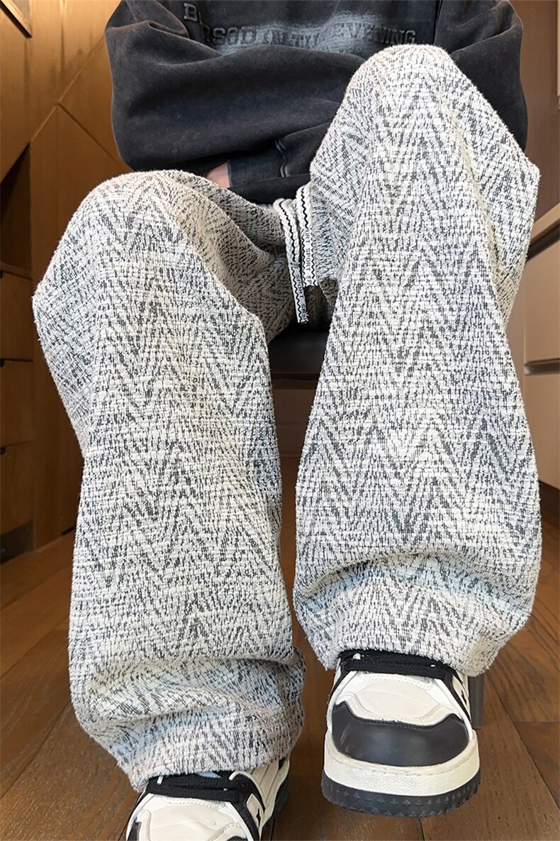212A-K103特38控68人字纹直筒休闲裤男女同款宽松拖地裤,男装休闲裤,星座212A（原A324）
