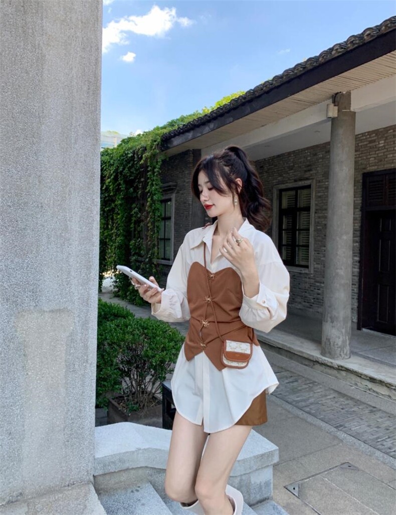 秋季新款假两件风衬衫，女装衬衫，M.W 嫚维