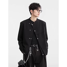 W11045-P78网图现货春新中式立领西服外套解构斜门襟设计感夹克，男装夹克，星座1608