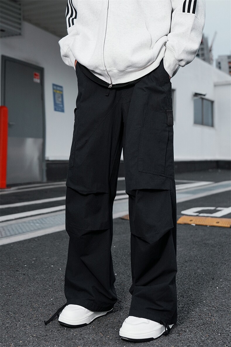 纯棉！美式阔腿工装裤男女宽松直筒休闲裤伞兵裤LY1002/p58,男装工装外套,电商B381-2