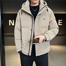 冬季新品男士字母皮羽绒服连帽就品质【标50绒】，男装羽绒服，星座414（原B263）