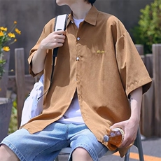 衬衫男短袖字母高街帅气2026夏季新款ins宽松百搭衬衣CY248-P32，男装T恤，星座412