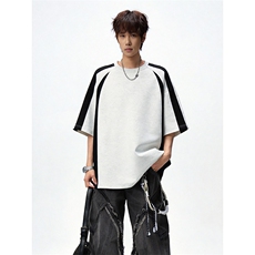 2026夏季新款华棉270g拼接撞色男短袖T恤DT6262特P25建议零售价58，男装T恤，电商A001-1