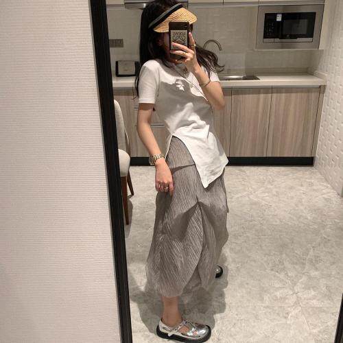 褶皱半身裙，女装半身裙，XTZ style