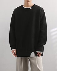 假两件港风圆领卫衣男oversize套头宽松打底衫Z2313-P55，男装卫衣，星座1109-3