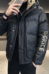 6645 P165冬季男士新款立领时尚短款字母情侣羽绒服店主风图片