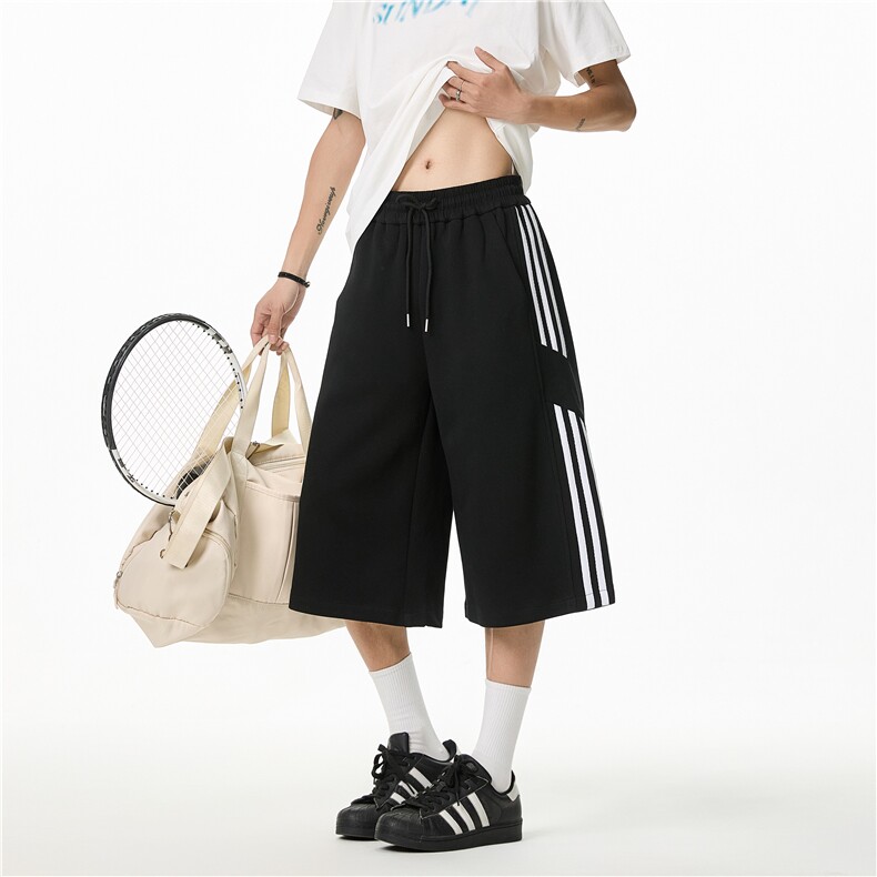 春夏新款美式运动条纹百搭宽松休闲七分裤B315-K25681-特P35控68,男装休闲裤,电商B315