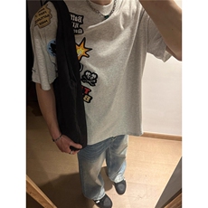 美式趣味logo刺绣短袖T恤男女夏季宽松重磅情侣上衣WLT6054-p40，男装T恤，星座1008