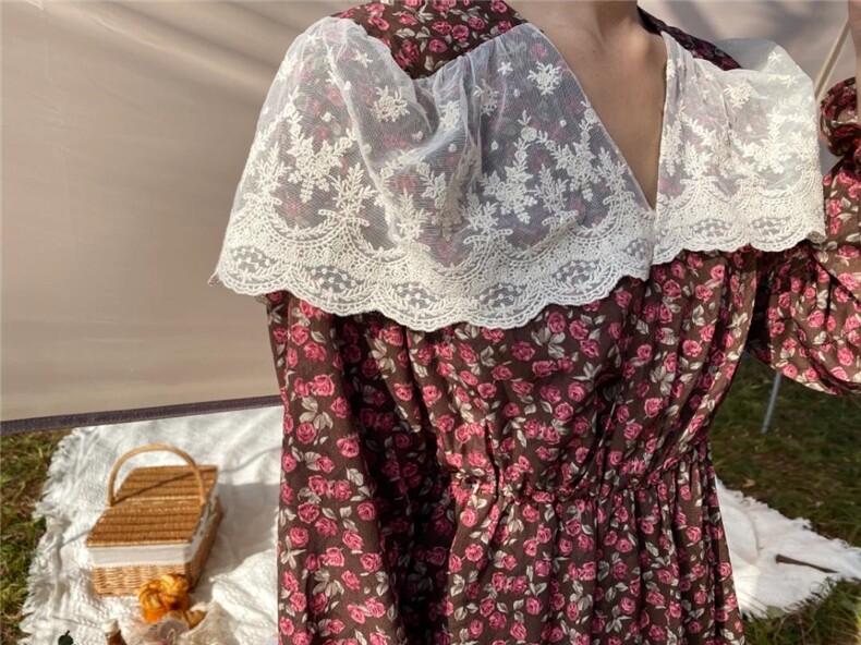 山茶花蕾丝连衣裙，女装连衣裙，Mu Mu