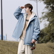 灯芯绒两面穿棉服男女羊羔毛棉衣外套冬季加厚棉袄M0811-P120，男装棉衣，星座308B-2