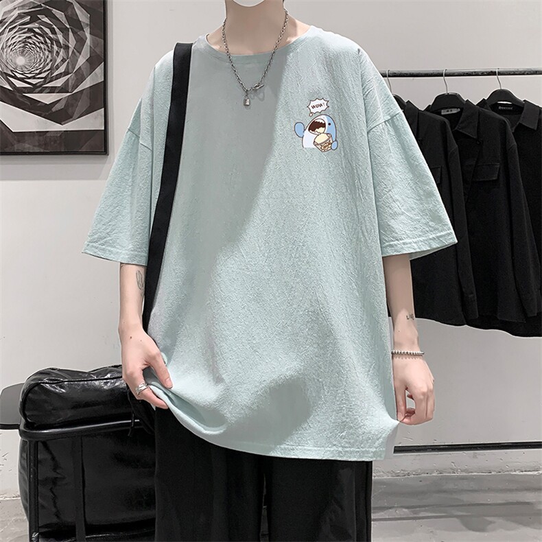 YT26239-P30亚短袖t恤男大码五分袖男宽松七分袖港风模特,男装T恤,电商A040