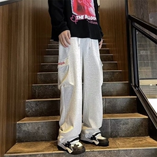 2023港风文艺休闲裤男春秋宽松潮流直筒长裤，男装休闲裤，星座716-3