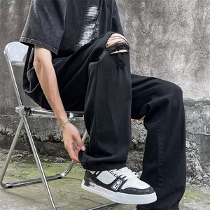 2024美式牛仔裤男款春季长裤潮拖地微喇破洞 N818 P43图片