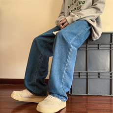 美式牛仔裤男直筒宽松潮牌男生高街阔腿长裤子XN818-P42，男装牛仔裤，星座1001-1