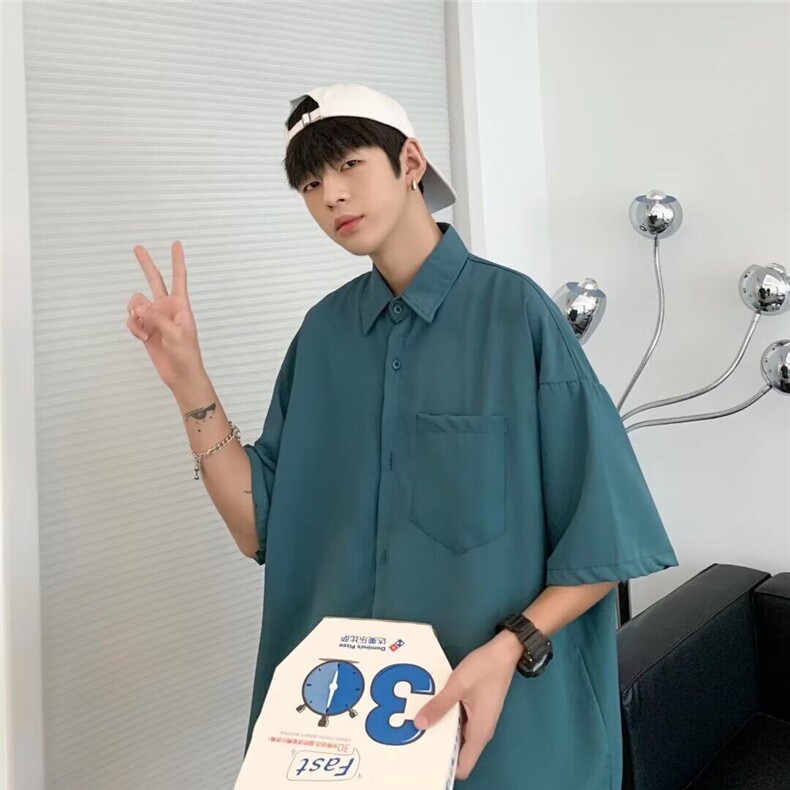 2025夏季工装短袖衬衫男冰丝速干服宽松上衣 CC844图片