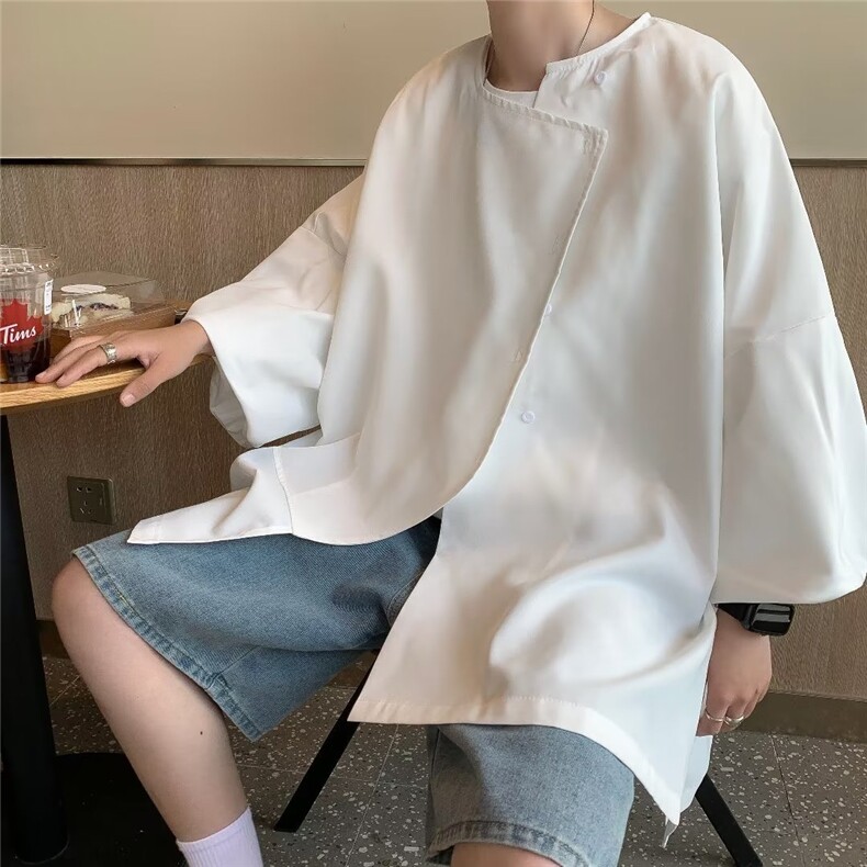 七分袖衬衫男夏季设计感小众衬衣港风日系潮流痞帅上衣C08068-P32,男装衬衫,星座308B-1