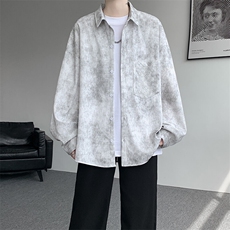 衬衫男秋季新款港风宽松扎染肌理感长袖衬衣CS7012-P40，男装衬衫，星座214-3