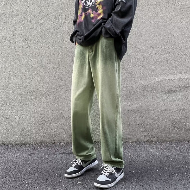 美式复古牛仔裤男春秋潮牌ins高街帅宽松直筒休闲裤子RK1059-P45,男装牛仔裤,星座412-3