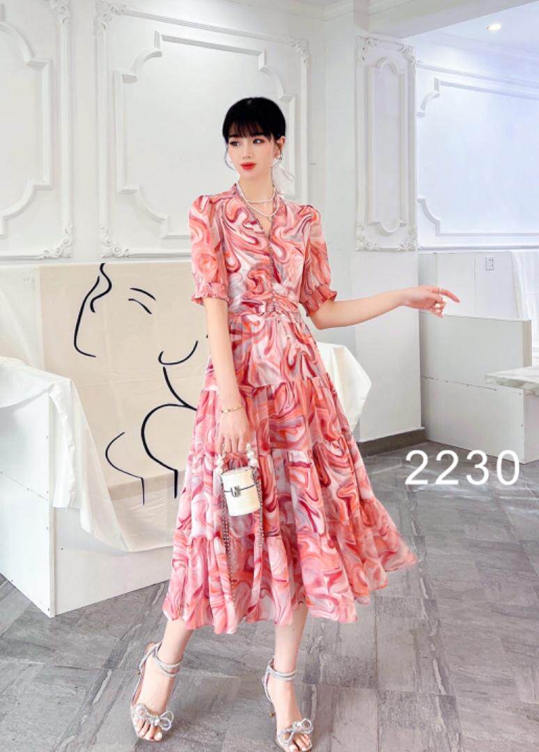 【现货】2022夏季新款韩版碎花雪纺连衣裙，女装连衣裙，珍·洛曼