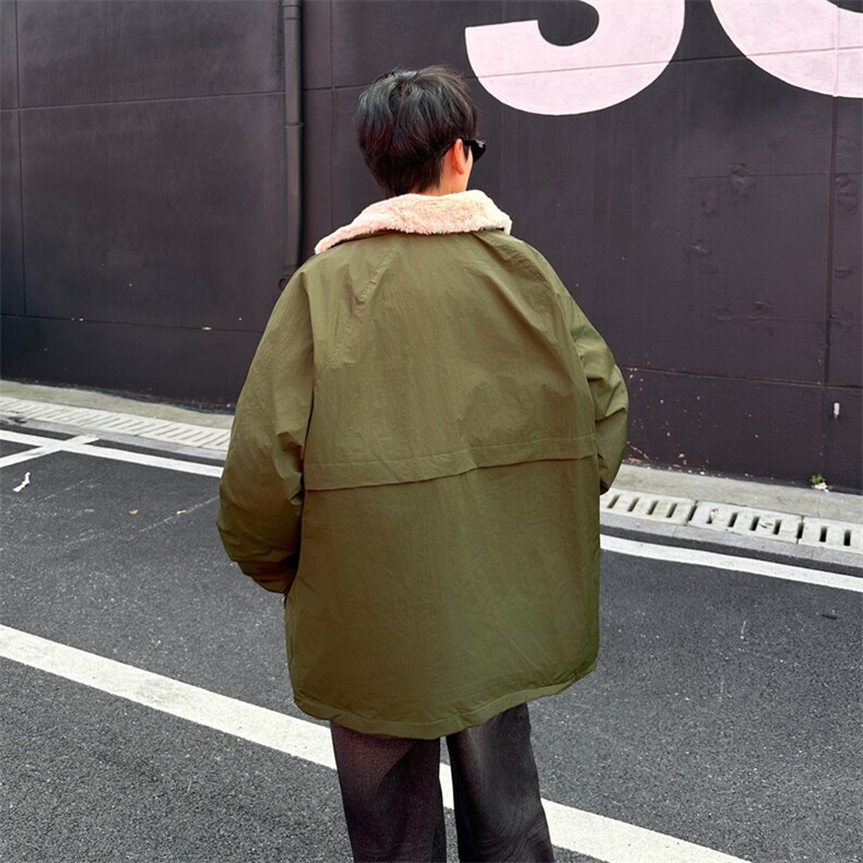 冬季羊羔领拼接可翻立领棉衣男复古户外加厚工装棉服潮MY0175-P78,男装棉衣,星座308B-1