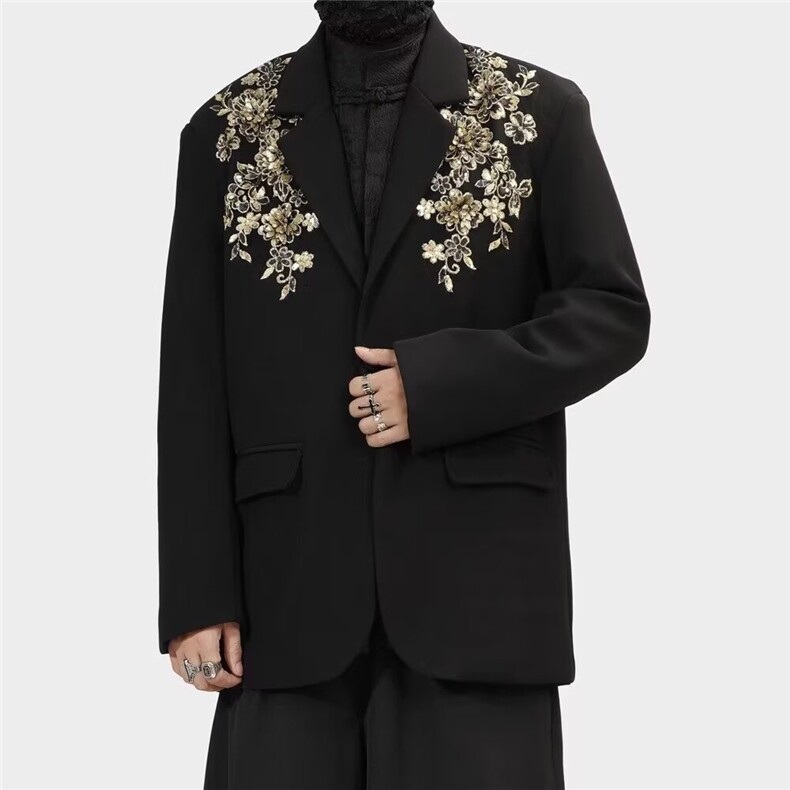 港风春款男女西服刺绣西装外套有垫肩大码S-5XLJK0033P75,男装西服套装,星座1013-1