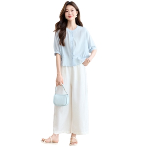 2025夏季新款时尚休闲短袖衬衫女宽松显瘦百搭洋气减龄上衣小衫潮图片