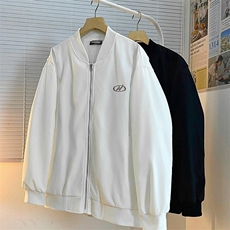 白色棒球服外套男春秋季美式复古cleanfit宽松休闲痞帅刺绣夹克衫，男装夹克，星座1210-1