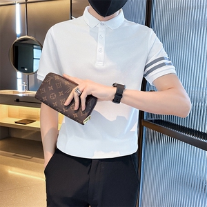 2026夏季条纹织带设计短袖翻领Polo衫轻奢欧货T0251-P55图片