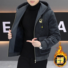 加绒加厚青年男休闲时尚连帽百搭刺绣加绒夹克外套M1813-P98，男装夹克，星座310B-3
