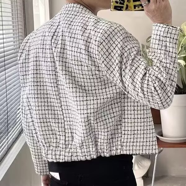 立领西装单排扣西服千鸟格小香风中山装外套有垫肩JK0183P55,男装西服套装,星座1013-1