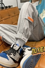 新款加绒加厚韩版S-3XL运动束脚卫裤休闲情侣长裤宽松K1834-P38，男装休闲裤，星座512-2
